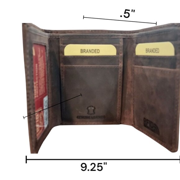 Men's Genuine Leather Wallet Tri-fold with RFID - Picture 4 of 6
